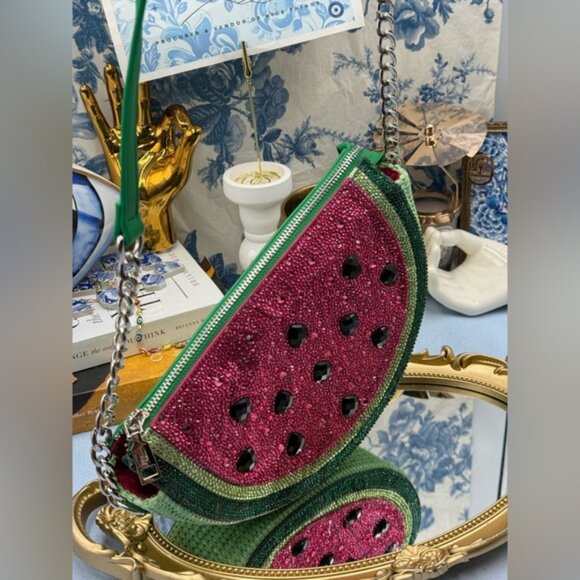 🆕 BETSEY JOHNSON 🧿 NWOT Sugar High Watermelon Bejewelled Crossbody Kitsch Bag - Picture 4 of 16